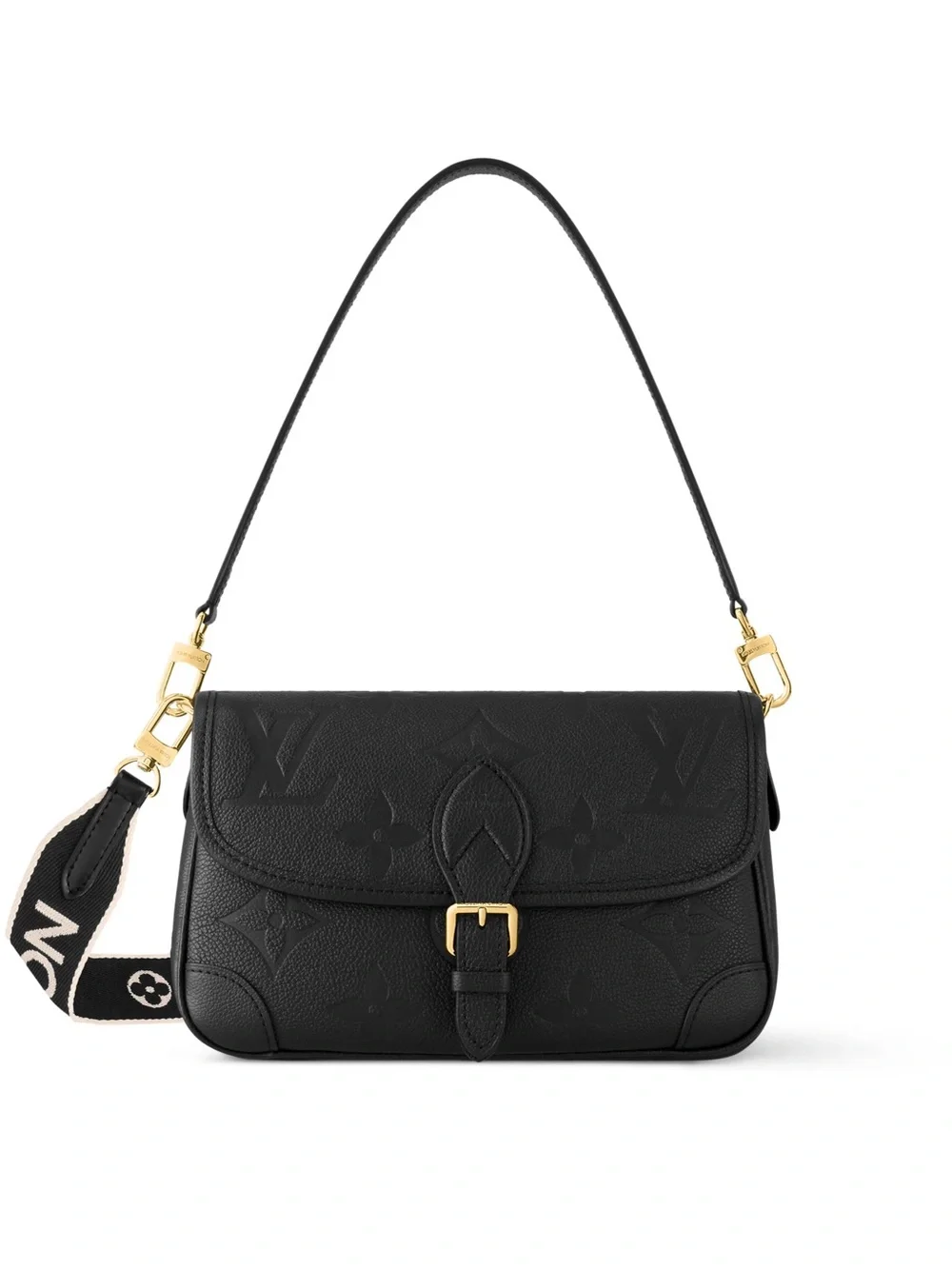 Louis Vuitton Black Embossed Monogram Crossbody Saddle Bag